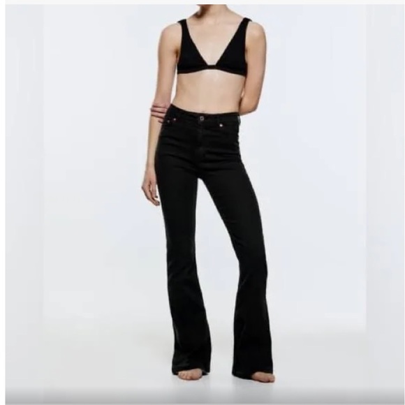 Zara The High Waist Skinny Flare In black size 2 - Picture 1 of 12